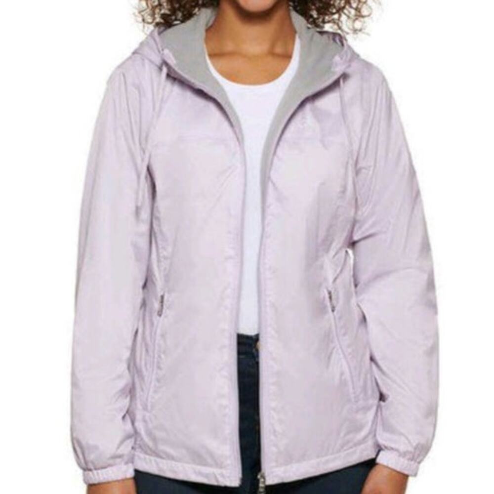 Calvin Klein Women's Fleece Lined Hooded Windbreaker Jacket Soft Lilac Cozy Warm